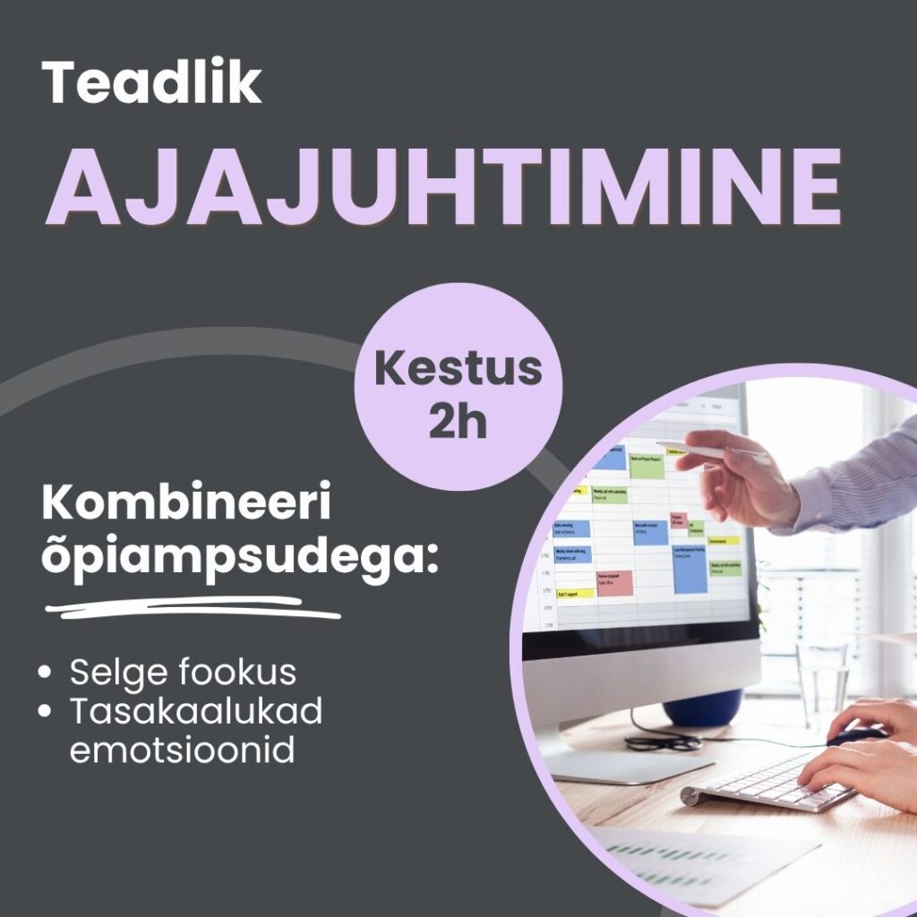 See praktiline lühikoolitus aitab luua selgust prioriteetides ja töökorralduses. Osalejad õpivad planeerima oma tööpäeva teadlikumalt ning juhtima aega ja tähelepanu tulemuslikumalt.